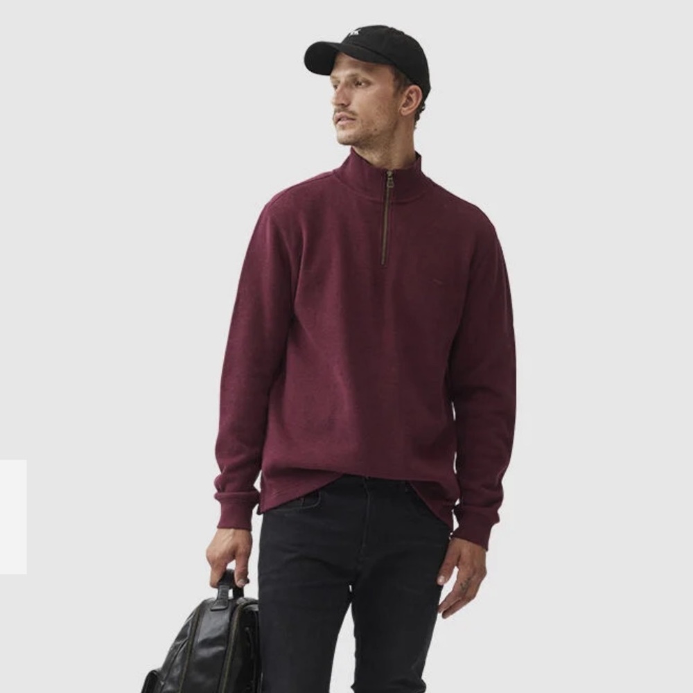 EUC Rodd & Gunn Sweater Men’s Size M 1/4 Zip 100% Australian Cotton Burgundy